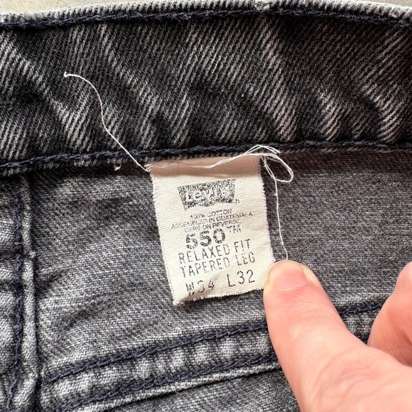 Vintage Levis 550 Orange Tab Relaxed Fit Tapered Leg Black Jeans Mens 34x32 90s - Picture 6 of 7